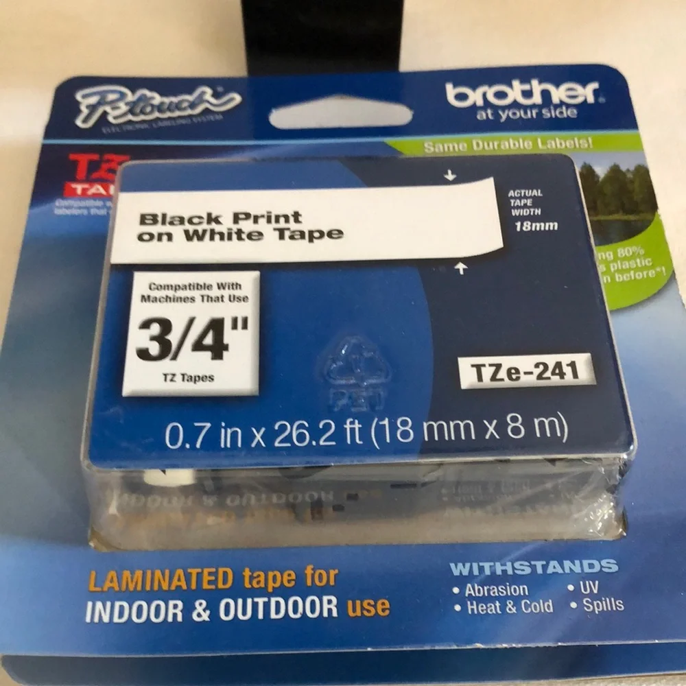 Brother P-Touch TZe-241 Label Tape - Black on White